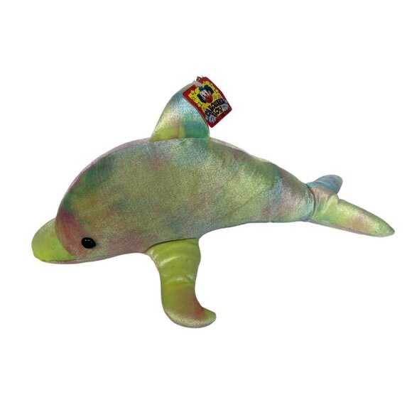 Tie-Dye Plush Dolphin Stuffed Animal Toy 12" Multicolor Soft Plush - Picture 2 of 3